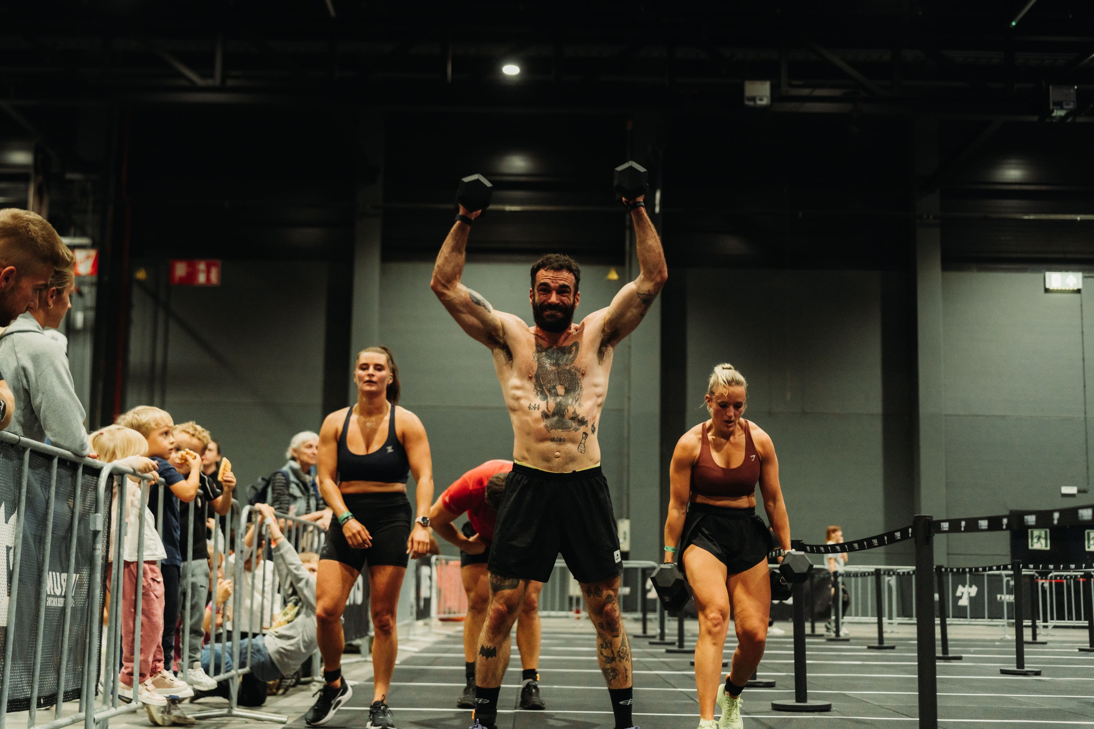Athlete on the rower at a TYRUN race
